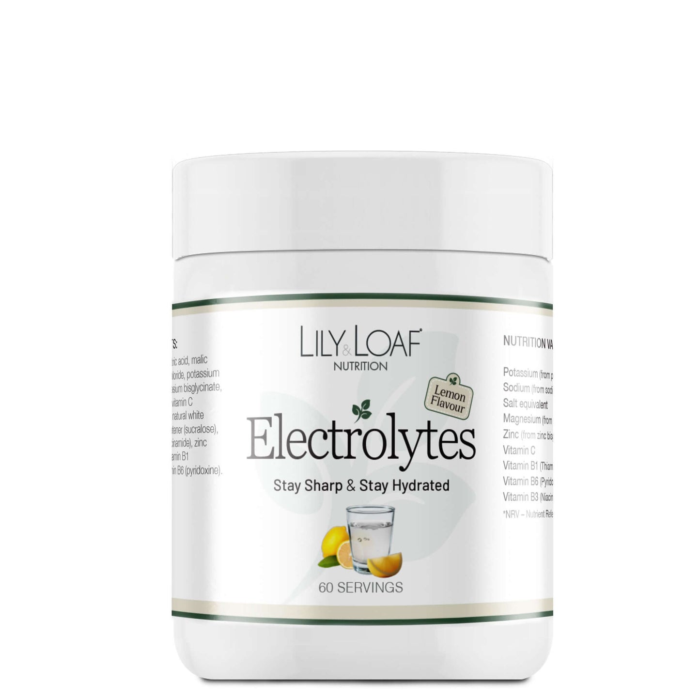 Lily & Loaf Electrolytes container on a white background
