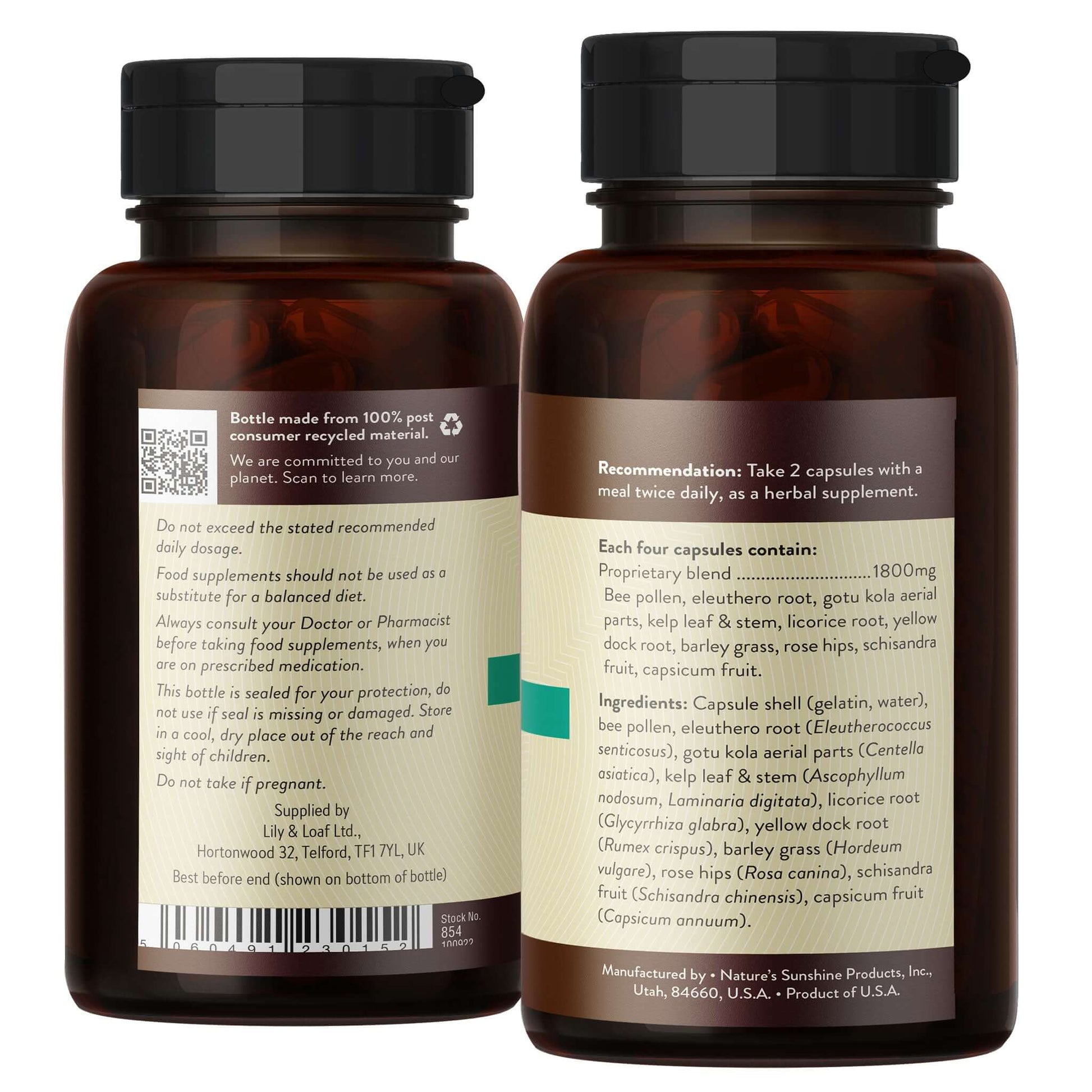 Energ-V with Bee Pollen -  ingredients and nutritional information