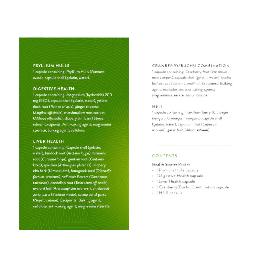 Healthy Starter Pack+ label information