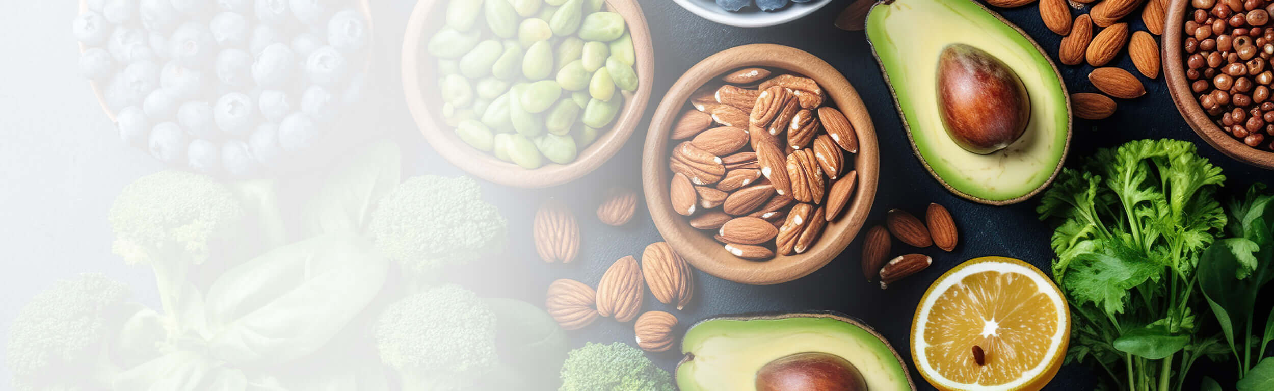 Antioxidant rich food such as nuts, grains, blueberries and avocado