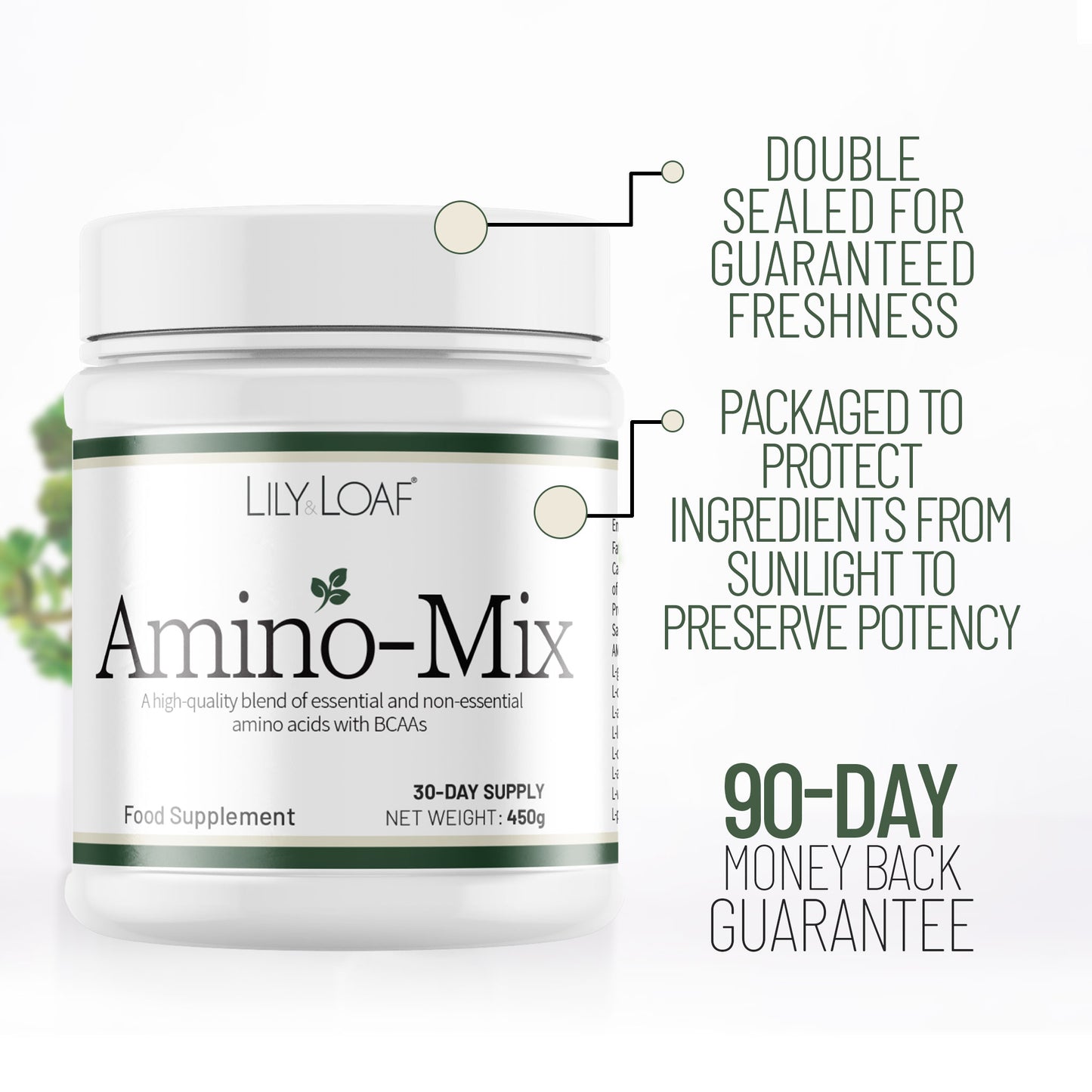Amino-Mix Nutrition Information Label