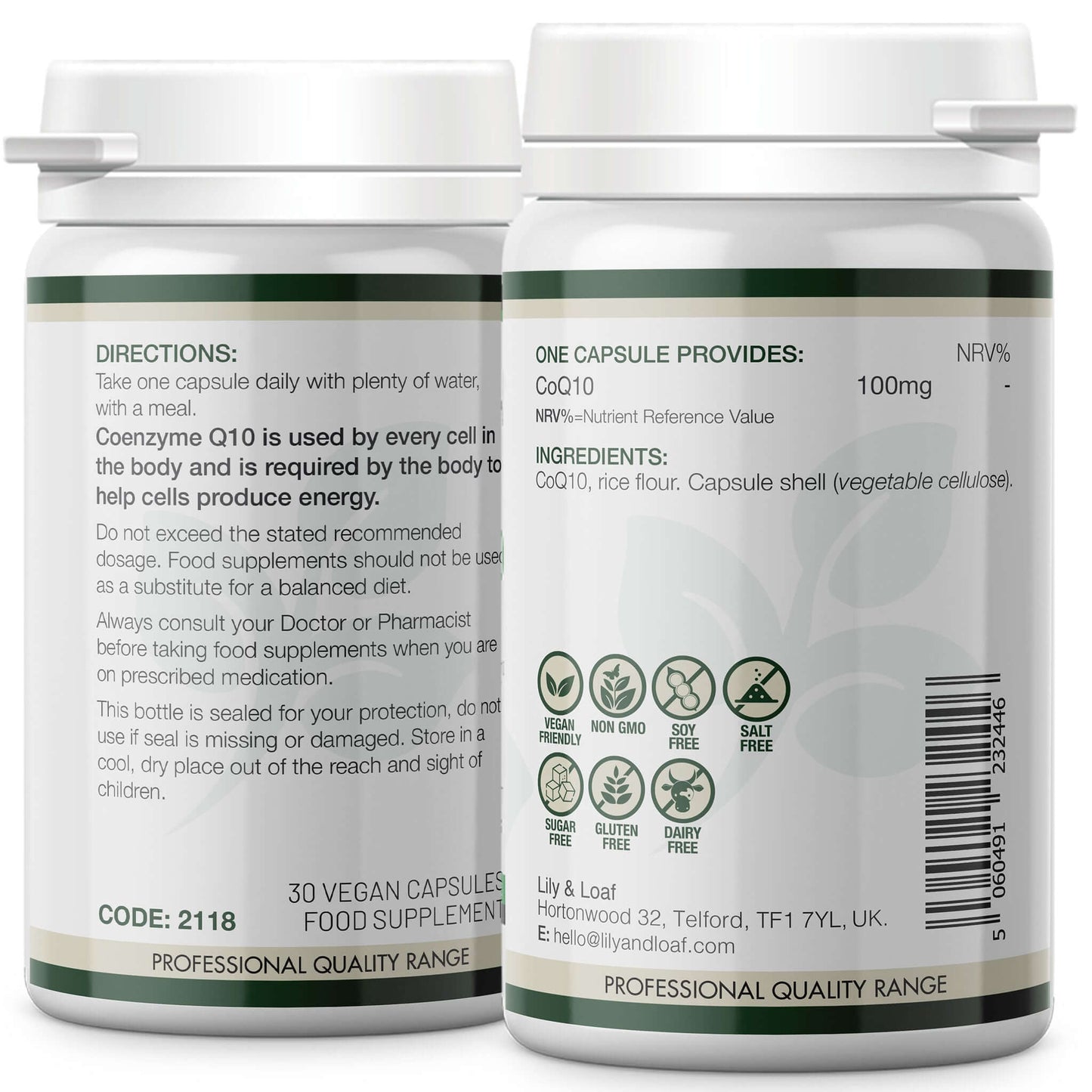 CoQ10 Ubiquinone 100mg label information