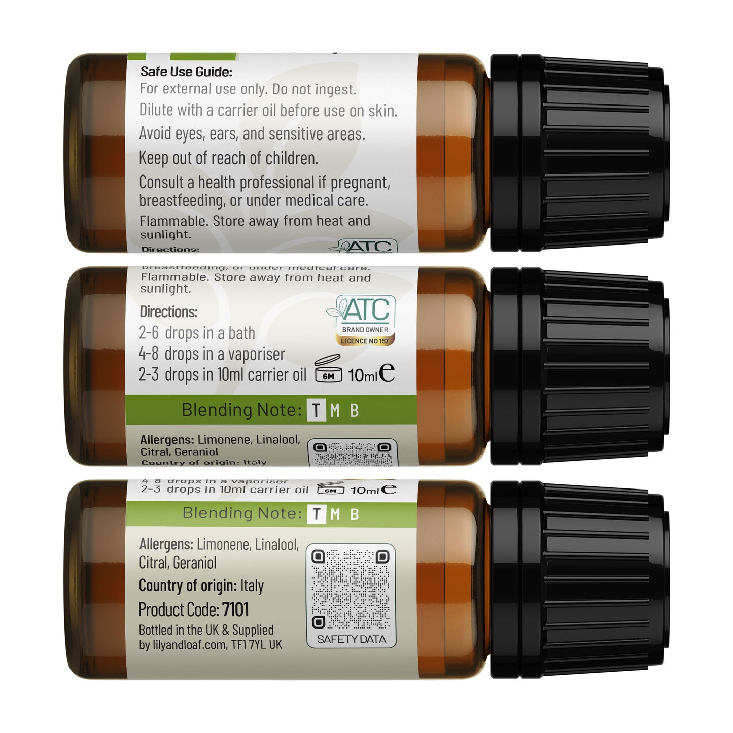 Bergamot Organic Essential Oil label information