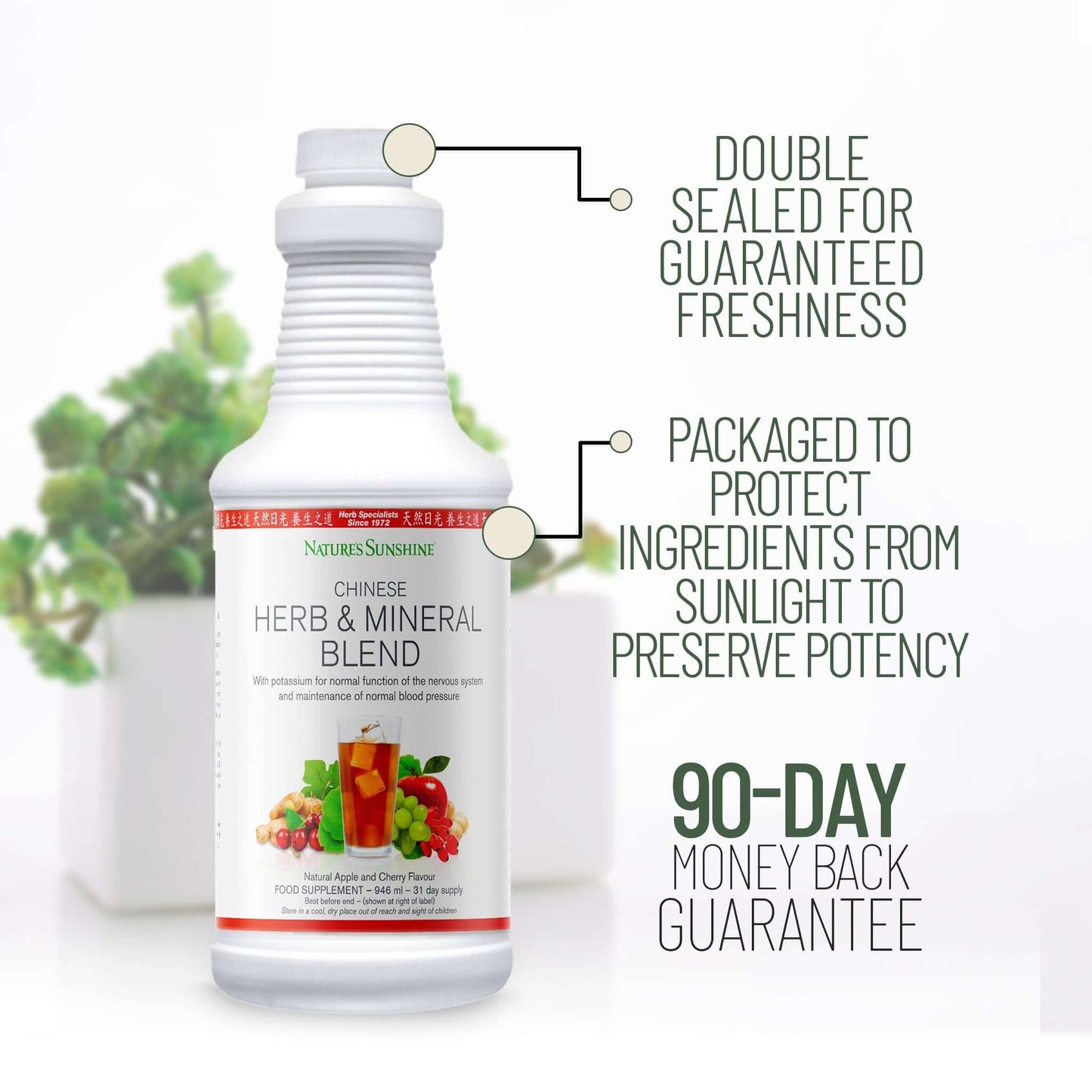 Chinese Herb & Mineral Blend 90-day money back guarantee