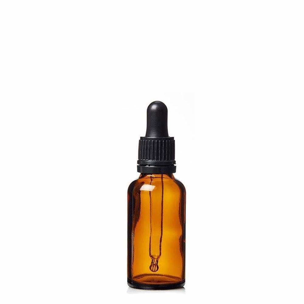 10ml amber glass dropper bottle with black rubber pipette dropper top