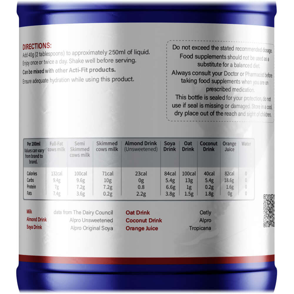 Super Protein with Fibre label information showing directions for use.