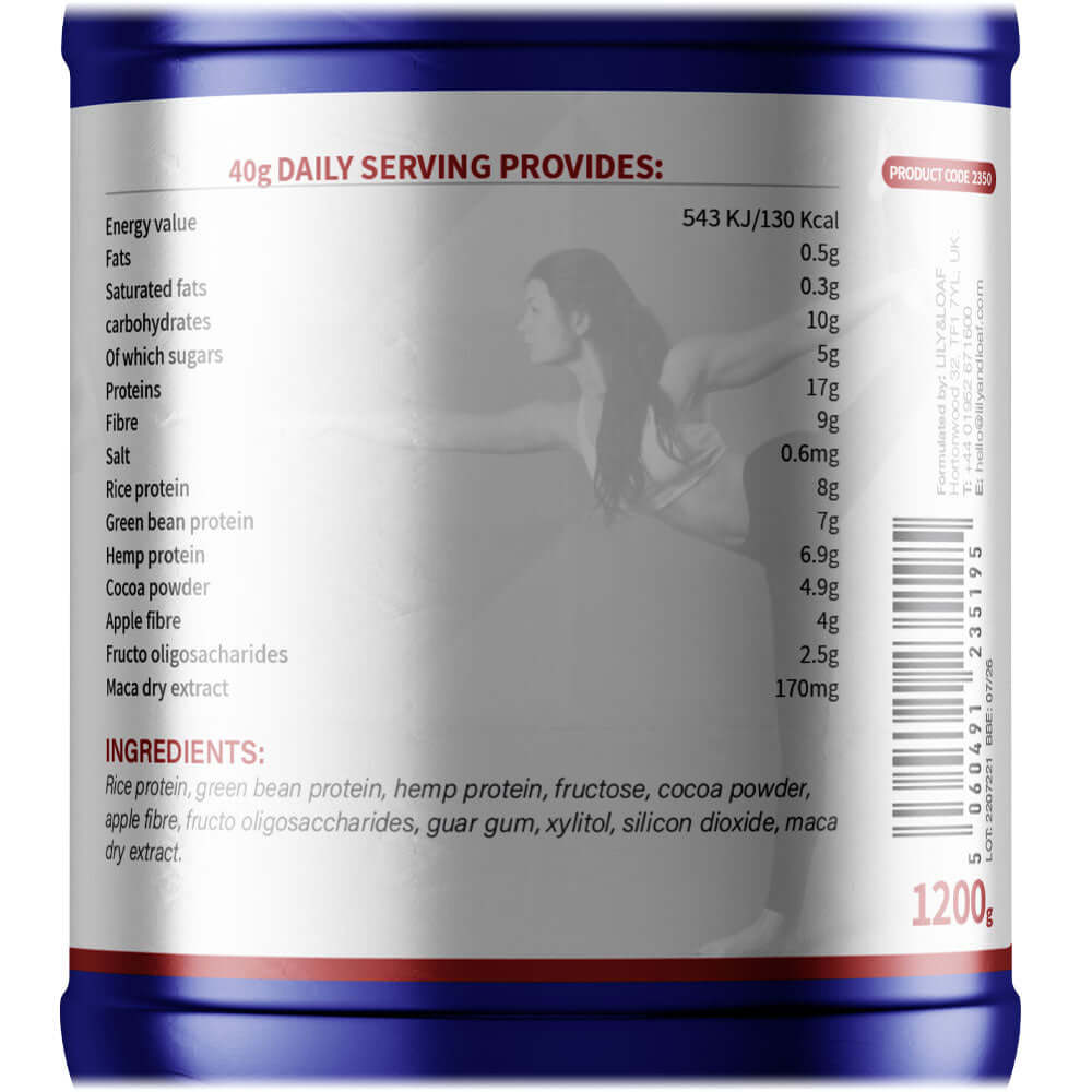 Super Protein with Fibre Label showing nutritional content per serving
