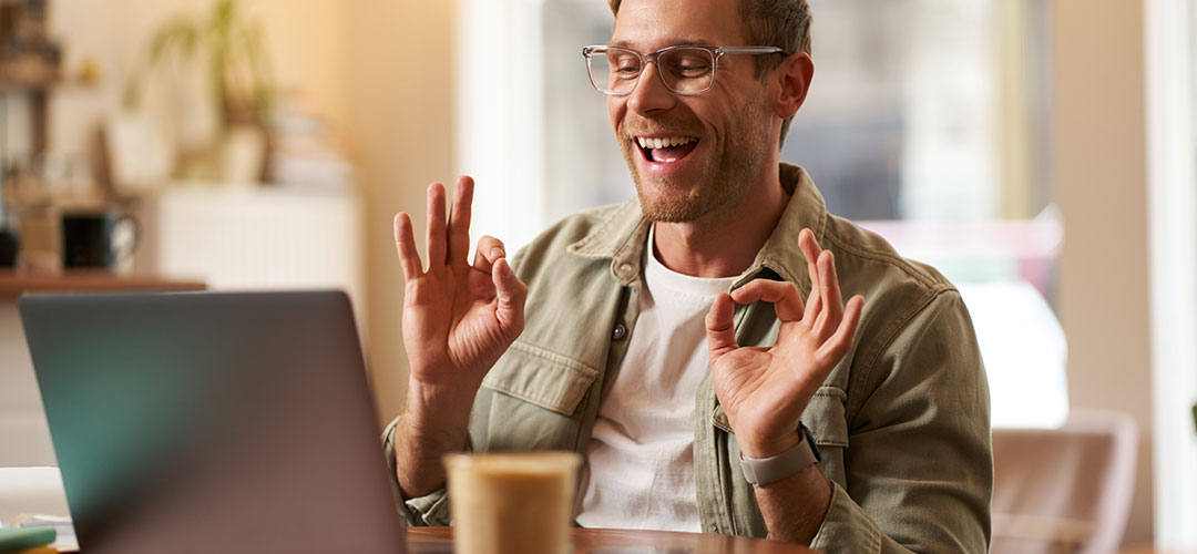 man happy about the people visiting his website