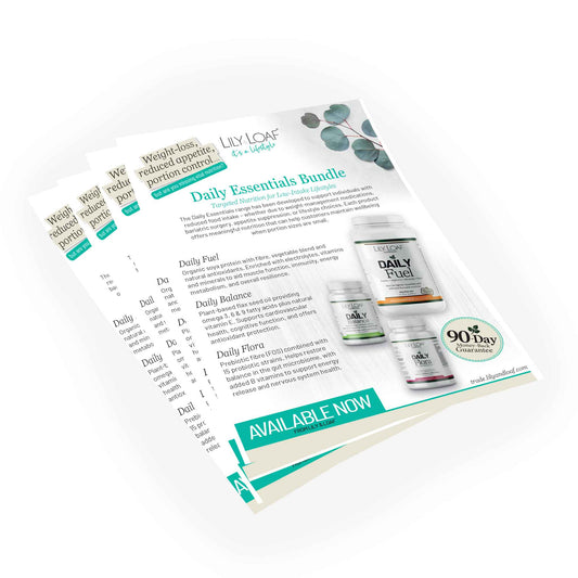 Lily & Loaf Daily Essentials Bundle flyer with product images on a white background