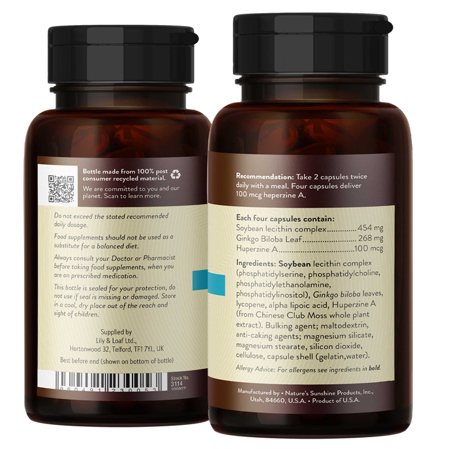 Brain Protex with Huperzine label information