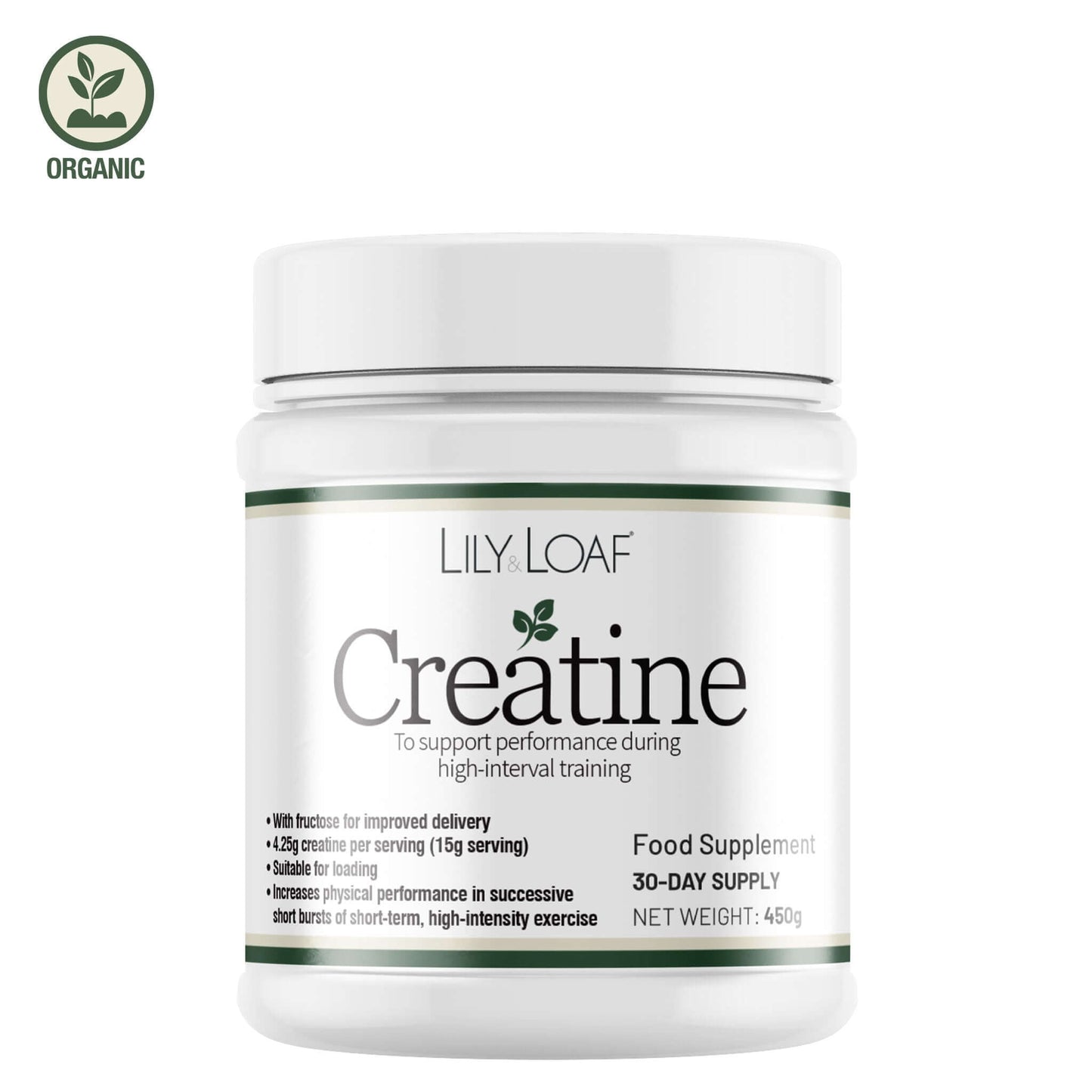 Lily & Loaf Creatine supplement container on a white background
