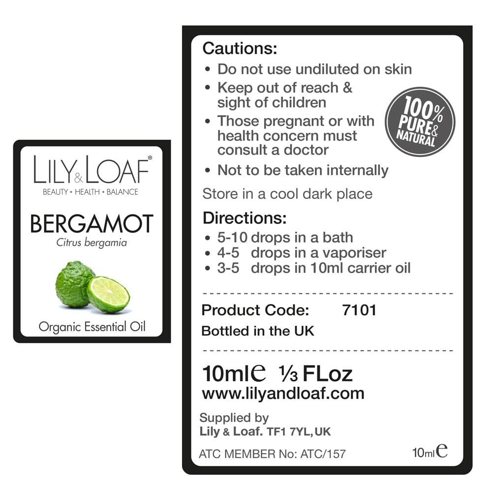 Bergamot Organic Essential Oil  label information