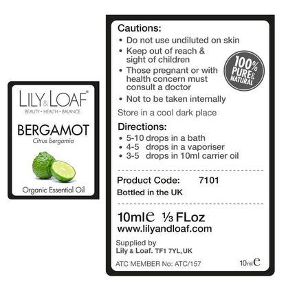 Bergamot Organic Essential Oil  label information