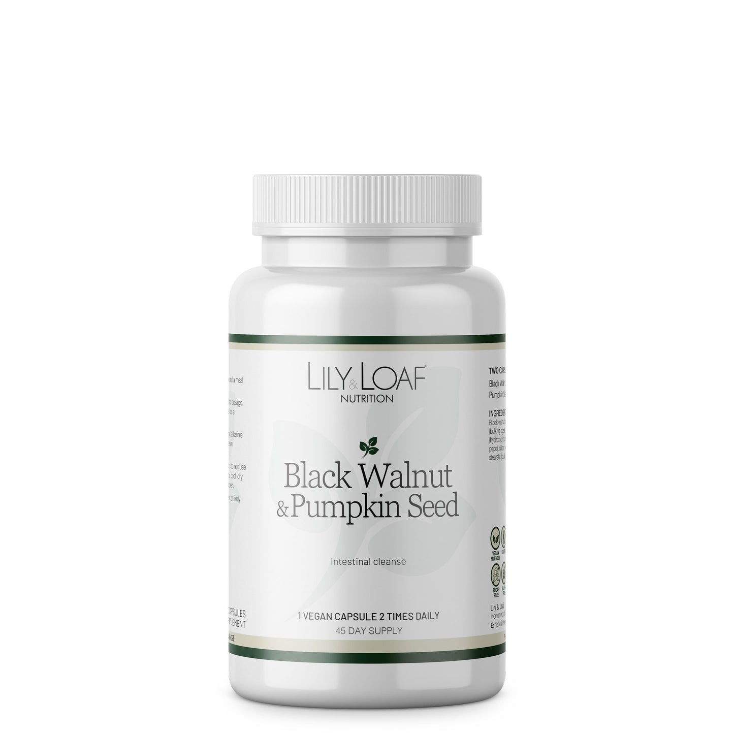 Lily & Loaf Black Walnut and Pumpkin Seed Intestinal Cleanse 90 day supply with 90 vegan capsules