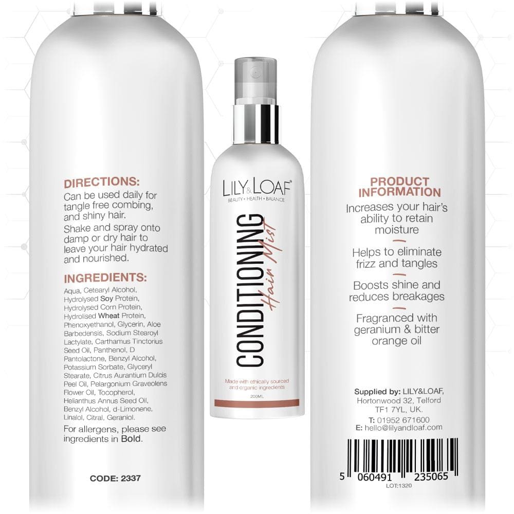 Conditioning Hair Mist - label