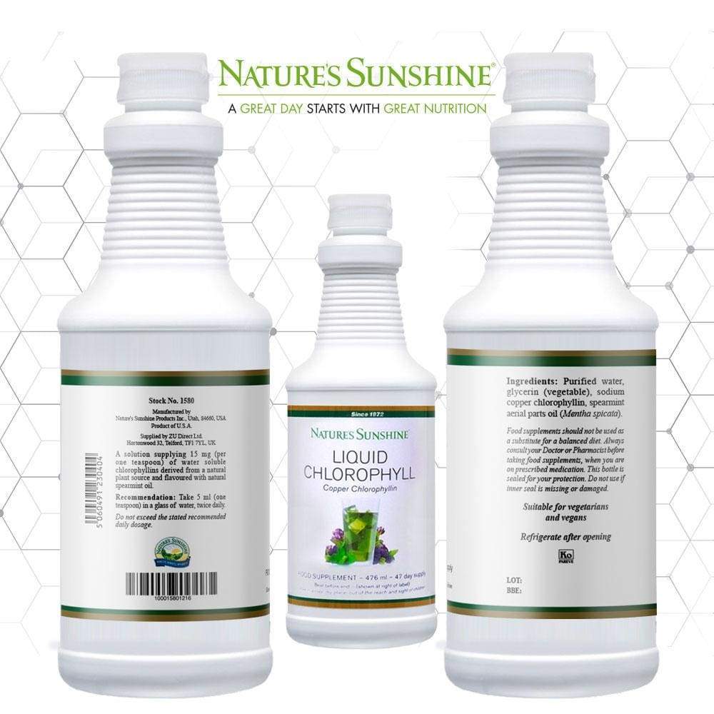 Liquid Chlorophyll bottles label information